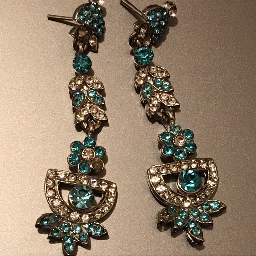 Elegant Silver and Blue Crystal Drop Earrings